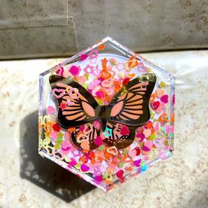 Pink butterfly white phone grip